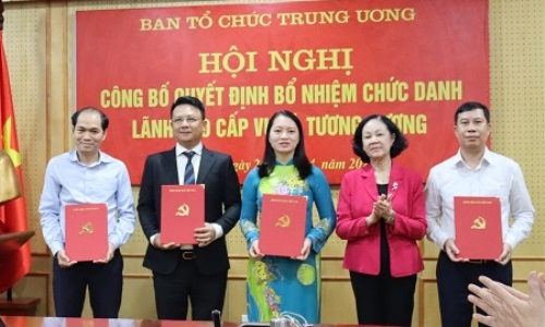 Ban Tổ chức Trung ương tổ chức Lễ công bố và trao quyết định bổ nhiệm chức danh lãnh đạo cấp vụ